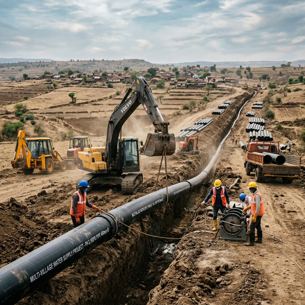 Sheikhpura Rural Water Supply Project — Pipeline Installation in Sheikhpura, Bihar